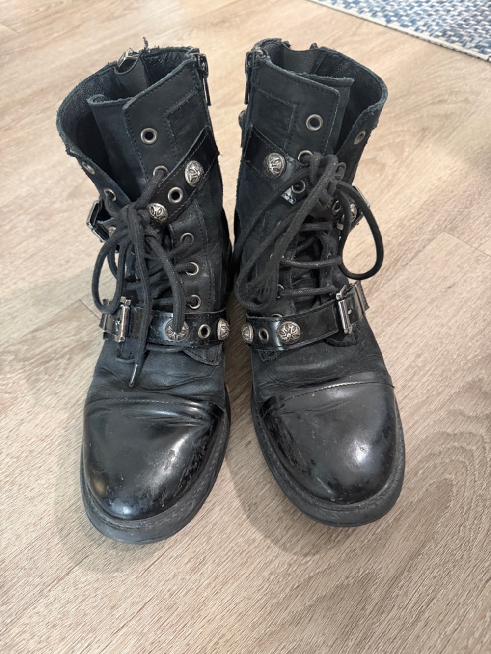 Free People Vintage  Black Women's Leather Combat Boots